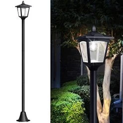 67″ Solar Lamp Post Lights Outdoor, Solar Powered Vintage Street Lights For Garden, Lawn, Pathway, Driveway, Front/Back Door