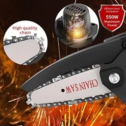ABEDOE Mini Chainsaw Cordless Set 4-Inch 3000mAh 24V Max Electric Rechargeable Protable Chainsaw With A Safety Splash… -Garden Supply Store 51mLlfKK3kL