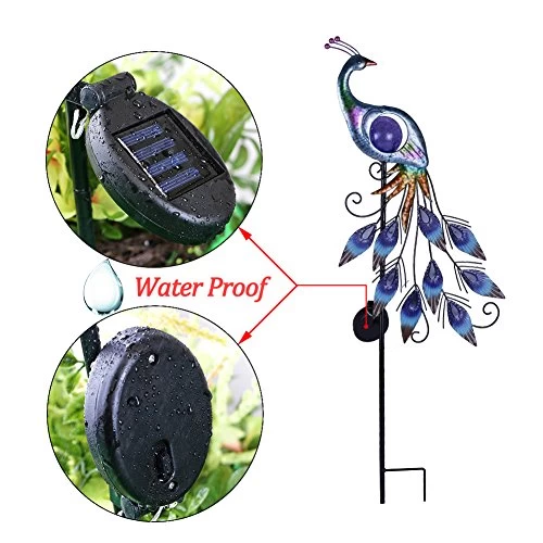 Valery Madelyn 31.5 Inch Metal Peacock Garden Decor Solar Lights, Solar Peacock Stake Lawn Ornaments For Outdoor Outside… 4 Valery Madelyn 31.5 Inch Metal Peacock Garden Decor Solar Lights, Solar Peacock Stake Lawn Ornaments For Outdoor Outside… - Image 4