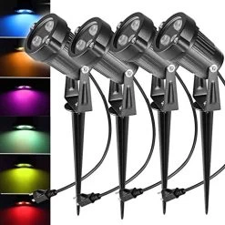 RGB Lawn Flood Light Stake, Ourleeme 2-in-1 Waterproof Outdoor Remote Controll Landscape Lighting Spotlight Wall Light…