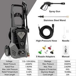 Electric Pressure Washer Electric Power Washer High Pressure Washer Cleaner Machine With Spray Gun, 5 Nozzles, Hose… 11 Electric Pressure Washer Electric Power Washer High Pressure Washer Cleaner Machine With Spray Gun, 5 Nozzles, Hose… -Garden Supply Store 51nkNRehjFL