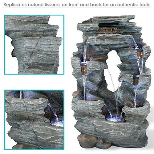 Sunnydaze Dual Cascading Rock Falls Outdoor Water Fountain With LED Lights & Electric Submersible Pump – Patio Lawn… 5 Sunnydaze Dual Cascading Rock Falls Outdoor Water Fountain With LED Lights & Electric Submersible Pump – Patio Lawn… - Image 5