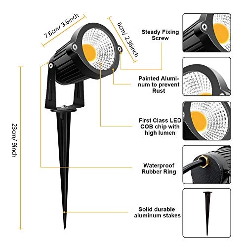 ZUCKEO 5W Outdoor Spotlight LED Landscape Lights 12V 24V Garden Lights With Spike Stand Low Voltage Lighting Waterproof… 3 ZUCKEO 5W Outdoor Spotlight LED Landscape Lights 12V 24V Garden Lights With Spike Stand Low Voltage Lighting Waterproof… - Image 3