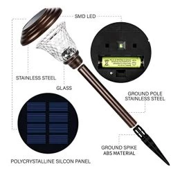 GIGALUMI Solar Garden Lights 8 Pack, Super Bright Solar Pathway Lights, Glass Stainless Steel Solar Lights Outdoor… -Garden Supply Store 51oY0cxatHL