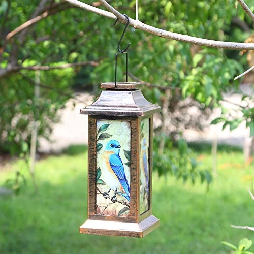 TZSSP Decorative Lantern Hanging Solar Lantern Waterproof Portable Lamp Outdoor Garden Decorative LED Light, Blue Bird… 3 TZSSP Decorative Lantern Hanging Solar Lantern Waterproof Portable Lamp Outdoor Garden Decorative LED Light, Blue Bird… - Image 3