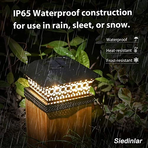 Siedinlar Solar Post Lights Outdoor Fence Deck Cap Light Solar Powered Metal Warm White LED Lighting Waterproof For… 4 Siedinlar Solar Post Lights Outdoor Fence Deck Cap Light Solar Powered Metal Warm White LED Lighting Waterproof For… - Image 4