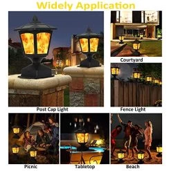 Solar Post Light,Outdoor Post Cap Light Flickering Flame Light For Fence, 4 X 4 LED Waterproof Deck Lamp Post Top Solar… -Garden Supply Store 51oouvtY5fL