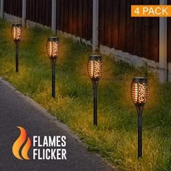 Exhart Flickering Flame Solar Torch Yard Stake – 4 Pack Small LED Tiki Torch Dancing Flame Stake To Illuminate Gardens… 8 Exhart Flickering Flame Solar Torch Yard Stake – 4 Pack Small LED Tiki Torch Dancing Flame Stake To Illuminate Gardens… -Garden Supply Store 51p6o2 u58L