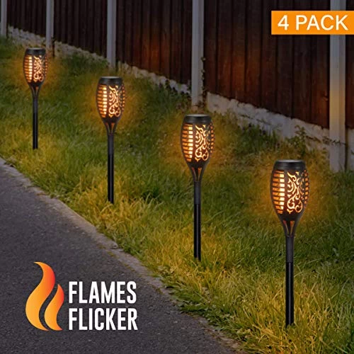 Exhart Flickering Flame Solar Torch Yard Stake – 4 Pack Small LED Tiki Torch Dancing Flame Stake To Illuminate Gardens… 2 Exhart Flickering Flame Solar Torch Yard Stake – 4 Pack Small LED Tiki Torch Dancing Flame Stake To Illuminate Gardens… - Image 2