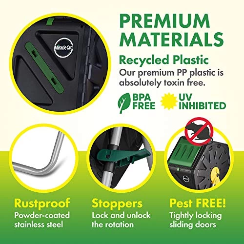 Miracle-Gro Small Composter – Compact Single Chamber Outdoor Garden Compost Bin – Heavy Duty 18.5gal (70L) Capacity… 3 Miracle-Gro Small Composter – Compact Single Chamber Outdoor Garden Compost Bin – Heavy Duty 18.5gal (70L) Capacity… - Image 3