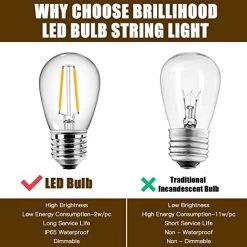 Brillihood LED Outdoor 50ft G40 String Lights With 50 +2 Shatterproof LED Bulbs, Warm White, Indoor & Outdoor Hanging… -Garden Supply Store 51plqxPBncL