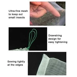 Sirozi 4 Pack Plant Insect Bird Barrier Net Mesh With Drawstring, 3.5Ftx2.3Ft Plant Protective Cover Garden Flower… -Garden Supply Store 51qfrYENNJL