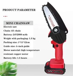 Mini Chainsaw 4-Inch Cordless Power Chain Saws With Rechargeable Battery Pruning Shears Chainsaw For Courtyard Tree… -Garden Supply Store 51qiQAYjQ4L