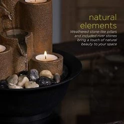 Alpine Tiered Column Tabletop Fountain W/ 3 Candles, 11 Inch Tall -Garden Supply Store 51qnXVyOJwL