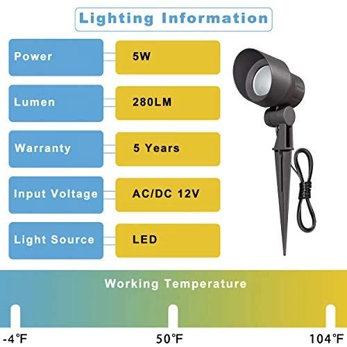 Outdoor Spotlight Uplight Flag Pole Light Landscape Lighting Spot Light For Yard, 12V 5W Low Voltage Aluminum… 2 Outdoor Spotlight Uplight Flag Pole Light Landscape Lighting Spot Light For Yard, 12V 5W Low Voltage Aluminum… - Image 2