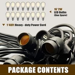 Brillihood LED Outdoor 50ft G40 String Lights With 50 +2 Shatterproof LED Bulbs, Warm White, Indoor & Outdoor Hanging… -Garden Supply Store 51tKIQh6ciL