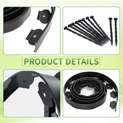 Landscape Edging 20ft No Dig Landscape Edging Kit, Black Garden Edging Border With 20 Spikes, For Flower Bed Edging Decor And Gardens, Lawn (Black-20ft) -Garden Supply Store 51tv21ydvtL