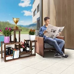 FOLDIFY Pine Wood Plant Stand Indoor Outdoor Multiple Flower Pot Holder Shelf Rack Higher And Lower Planter Display… -Garden Supply Store 51u2vQyN2fL