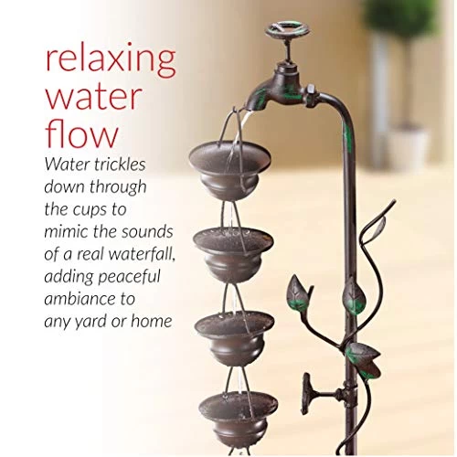 Alpine Metal Hanging 6-Cup Tier Layered Fountain, 36 Inch Tall , Bronze 5 Alpine Metal Hanging 6-Cup Tier Layered Fountain, 36 Inch Tall , Bronze - Image 5
