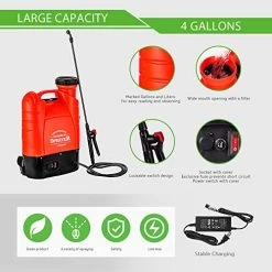 VIVOSUN 4 Gallon Battery Powered Backpack Sprayer Electric Pump Sprayer With Four Nozzles For Garden Lawn, Orange -Garden Supply Store 51vGmYPDOBL