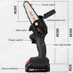 Mini Chainsaw Kit, 4-Inch 24V Cordless Portable Lightweight Lithium Battery Chain Saw With Toolbox, 2 Battery And 2… -Garden Supply Store 51w2B5sN2uIL