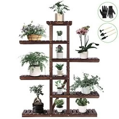 VIVOSUN Plant Stand 6 Tiers 12 Potted Indoor Plant Shelf, Tiered Wooden Flower Holder Ladder Plant Rack For Garden…