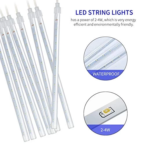 Winkeyes LED Meteor Shower Lights 30cm 8 Tubes 192 LED String Lights Waterproof Double-Sided SMD Lamp Beads Curtain… 5 Winkeyes LED Meteor Shower Lights 30cm 8 Tubes 192 LED String Lights Waterproof Double-Sided SMD Lamp Beads Curtain… - Image 5