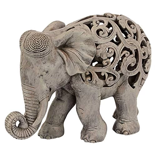 Design Toscano Anjan The Elephant Indian Decor Jali Animal Statue, 30.5 Cm, Polyresin, Brown Stone 1 Design Toscano Anjan The Elephant Indian Decor Jali Animal Statue, 30.5 Cm, Polyresin, Brown Stone