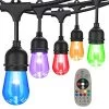 48FT Color Changing Outdoor String Lights, RGB Cafe LED String Light With 15 E26 Shatterproof Edison Bulb Dimmable…