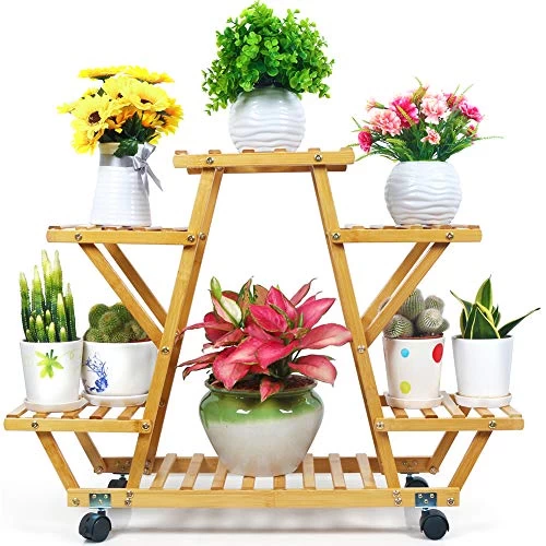 Foldify Bamboo Plant Stand With Wheels Multi-Layer Rolling Plant Flower Pots Holder Display Shelf Indoor&Outdoor Unit… 1 Foldify Bamboo Plant Stand With Wheels Multi-Layer Rolling Plant Flower Pots Holder Display Shelf Indoor&Outdoor Unit…