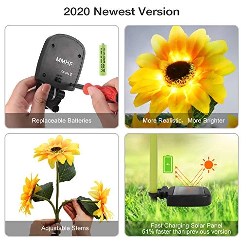 Outdoor Solar Garden Stake Lights,Upgraded LED Solar Powered Light With 3 Sunflower, Waterproof Solar Decorative Lights… 4 Outdoor Solar Garden Stake Lights,Upgraded LED Solar Powered Light With 3 Sunflower, Waterproof Solar Decorative Lights… - Image 4