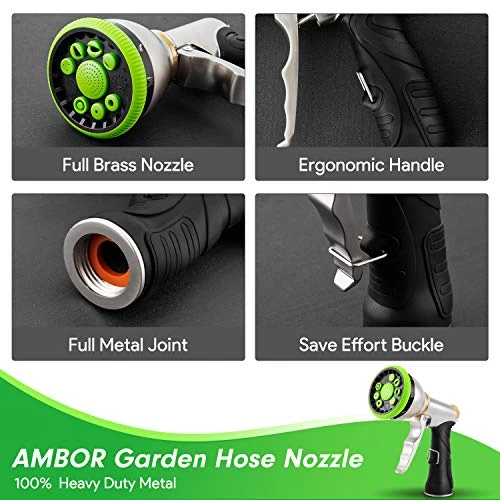 Water Hose Nozzle Spray Nozzle, Heavy Duty Metal Garden Hose Nozzle High Pressure Nozzle With 9 Adjustable Patterns… 2 Water Hose Nozzle Spray Nozzle, Heavy Duty Metal Garden Hose Nozzle High Pressure Nozzle With 9 Adjustable Patterns… - Image 2