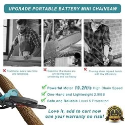 Mini Chainsaw 6-Inch With 2 Battery, Cordless Power Chain Saws With Security Lock, Handheld Small Chainsaw For Wood… -Garden Supply Store 51ykVXCJO9L