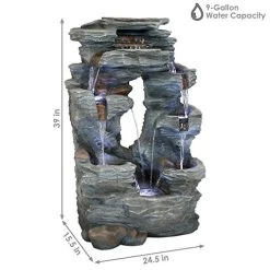 Sunnydaze Dual Cascading Rock Falls Outdoor Water Fountain With LED Lights & Electric Submersible Pump – Patio Lawn… 9 Sunnydaze Dual Cascading Rock Falls Outdoor Water Fountain With LED Lights & Electric Submersible Pump – Patio Lawn… -Garden Supply Store 51ymCOm6NsL