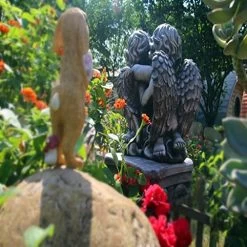 Garden Sculptures & Statue Gardening Roman Column Angel Decoration Garden Decor Statue, Polyresin, Antique Stone -Garden Supply Store 51zzY2BHlTQL