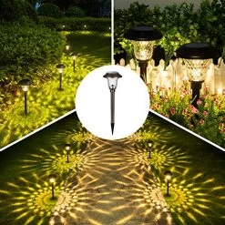 GIGALUMI Solar Garden Lights 8 Pack, Super Bright Solar Pathway Lights, Glass Stainless Steel Solar Lights Outdoor… -Garden Supply Store 610BcU2BbrPL