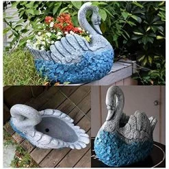 Blue Swan Shape Large Plant Pot Hand Cast Stone Embossed Flower Garden Ornament Heavy Flower Planter Basket Decor… -Garden Supply Store 610jjloiW7L