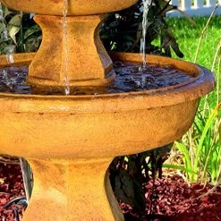 Sunnydaze Tropical 3-Tier Outdoor Garden Water Fountain, Backyard And Patio Waterfall Feature, 40 Inch Tall -Garden Supply Store 611Vy4YGJIL