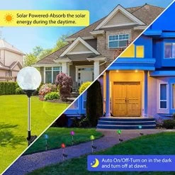 Solar Garden Lights Outdoor, 2 Pack Solar Globe Lights, Color-Changing LED Path Stake Lights Auto On/Off Dusk To Dawn… -Garden Supply Store 612BMRUt2FpL