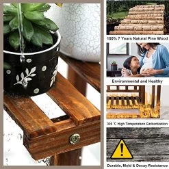 FOLDIFY Pine Wood Plant Stand Indoor Outdoor Multiple Flower Pot Holder Shelf Rack Higher And Lower Planter Display… -Garden Supply Store 612DjVUwOEL