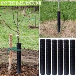Corrugated Tree Guards, 6Pcs Tree Trunk Protectors Guard Tube Wraps To Protect Bark 15.7-Inch Long, 2-Inch Diameter, Tree Saplings Plants Protectors From Deer,Rodents, Mowers,Trimmers (Black) 12 Corrugated Tree Guards, 6Pcs Tree Trunk Protectors Guard Tube Wraps To Protect Bark 15.7-Inch Long, 2-Inch Diameter, Tree Saplings Plants Protectors From Deer,Rodents, Mowers,Trimmers (Black) -Garden Supply Store 6131vdXageL