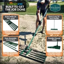 Landzie And Ryan Knorr Lawn Care 36 Inch Wide 72 Inch Handle Powder Coated Yard, Lawn, And Garden Leveler Rake With… -Garden Supply Store 613dRSPMS3L