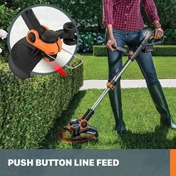 Worx WG163 GT 3.0 20V Cordless Grass Trimmer/Edger With Command Feed, 12-Inch, Black And Orange -Garden Supply Store 613kb45l3ML