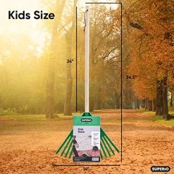Kids Garden Rake With Hardwood Handle – Durable Plastic Green Head To Sweep Leaves In Lawn And Tidying Up The Garden… 9 Kids Garden Rake With Hardwood Handle – Durable Plastic Green Head To Sweep Leaves In Lawn And Tidying Up The Garden… -Garden Supply Store 614OajP gHL
