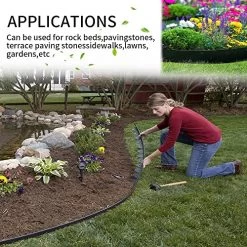 Landscape Edging 20ft No Dig Landscape Edging Kit, Black Garden Edging Border With 20 Spikes, For Flower Bed Edging Decor And Gardens, Lawn (Black-20ft) -Garden Supply Store 614ZwmoByL