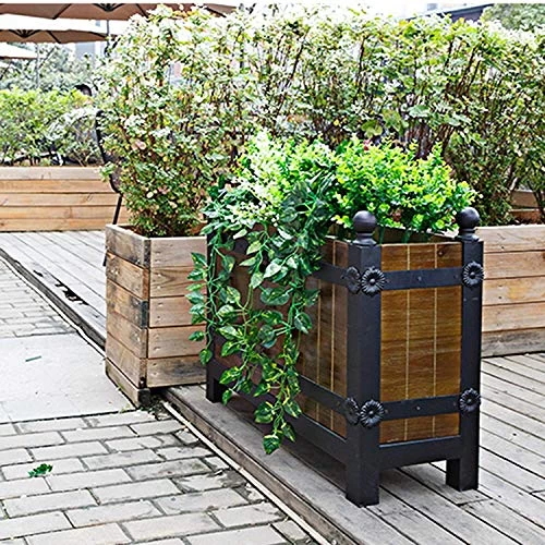 HEMFV Garden Iron Flower Pot Planting Solid Wood Flower Box Flower Stand Flower Stand Flower Outdoor Gardening Flower… 2 HEMFV Garden Iron Flower Pot Planting Solid Wood Flower Box Flower Stand Flower Stand Flower Outdoor Gardening Flower… - Image 2
