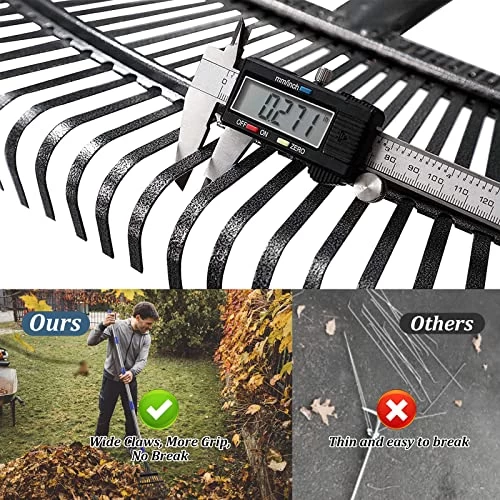 Leaf Rake For Gardening – 8.5″ Wide Small Garden Rake For Leaves,11 Tines Metal Shrub Rake,32-74″ Adjustable Handle -Yard Rake For Grass,Mulch – Rakes For Lawns Heavy Duty – Portable For Camping 3 Leaf Rake For Gardening – 8.5″ Wide Small Garden Rake For Leaves,11 Tines Metal Shrub Rake,32-74″ Adjustable Handle -Yard Rake For Grass,Mulch – Rakes For Lawns Heavy Duty – Portable For Camping - Image 3