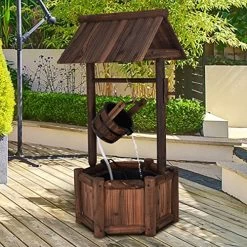 Giantex Wishing Well Water Fountain Rustic Wooden Outdoor Garden Decorative Fountain Backyard W/ Electric Pump -Garden Supply Store 6187l3c6ZrL