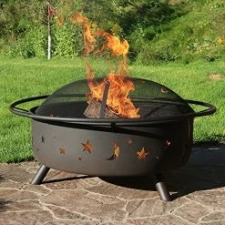 Sunnydaze Cosmic Fire Pit For Outdoors – 42-Inch Large Wood-Burning Fire Pit With Moon And Stars – Perfect For Patio And… -Garden Supply Store 61ExNpRsuTL