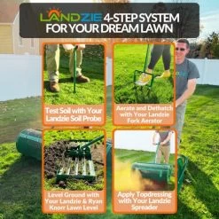 Landzie Hollow Tine Fork Lawn Aerator – 42 Inch Manual Stainless Steel Gardening Hand Tool – Grass Dethatcher Aerator… -Garden Supply Store 61FizAAk34L